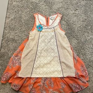 Size 5 young girls, lace and print knit dress